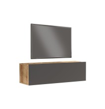 Mueble TV Moderno con Puerta en Melamina Color Antracita y Cambria 100x31.5x29.6cm - Diseño Elegante para Salón.