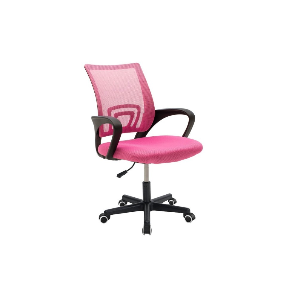 Silla de Oficina Ergonómica de Malla de Tela Rosa con Reposabrazos - 56x47x85-95 cm, Confort y Estilo