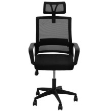 Silla de Oficina Giratoria,Ergonómica con Malla, Asiento 55 cm, Apoyabrazos en Color Negro